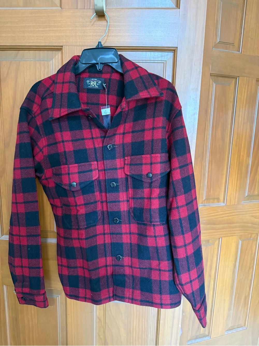Ralph Lauren Double RL Red & Black Buffalo Plaid Shirt Jacket Size S